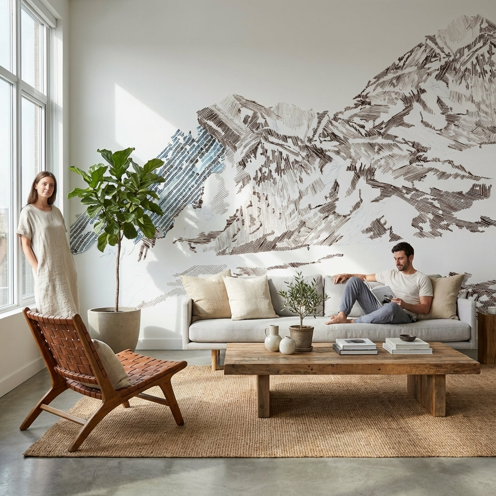 White Background Wallpaper Modern Removable Artistic Wall Mural