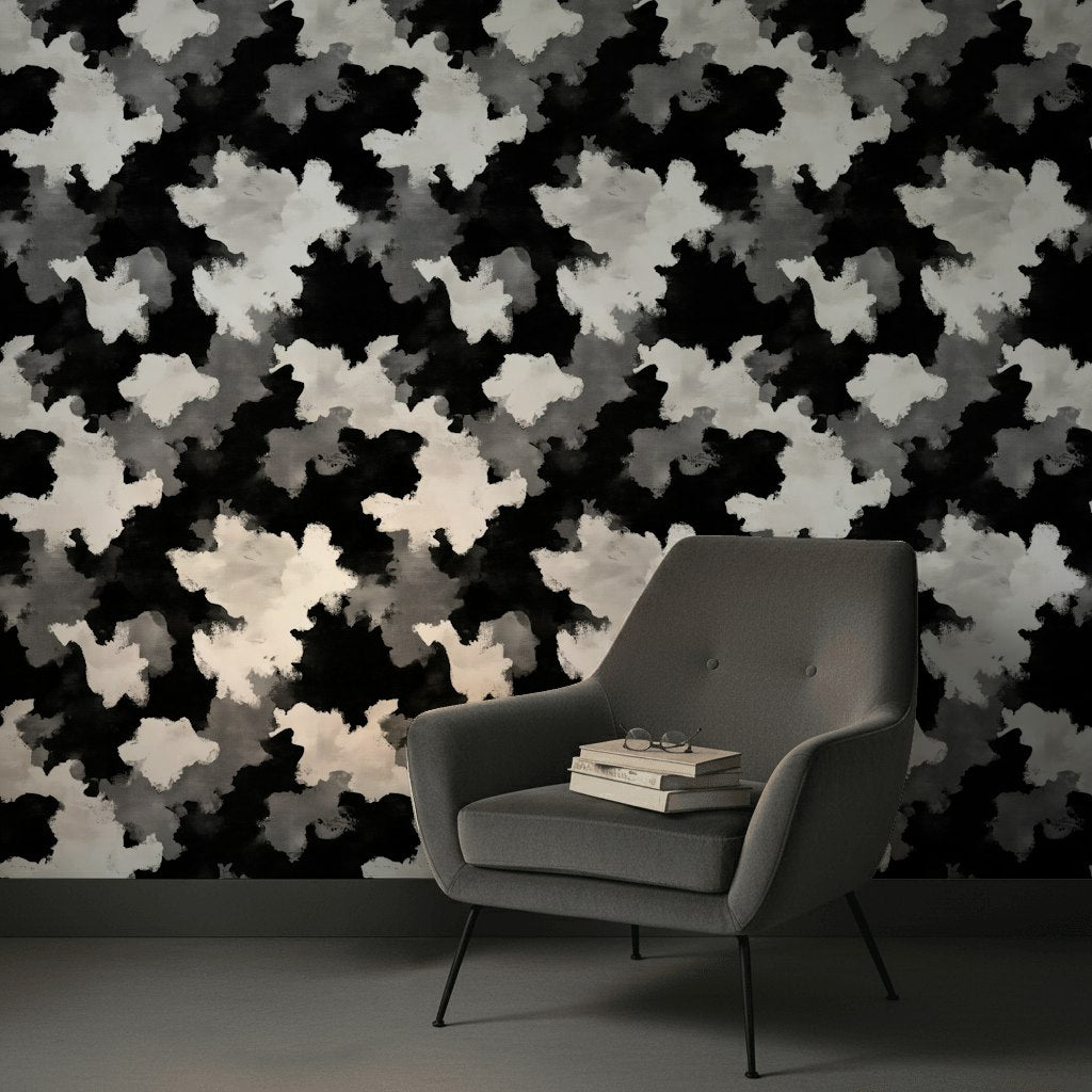Monochrome Abstract Cloud Pattern Wallpaper