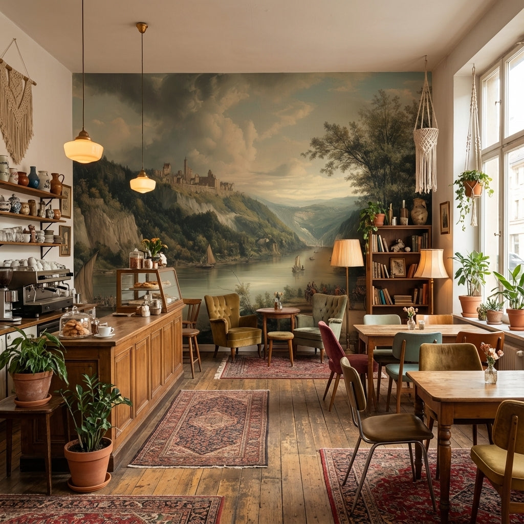 Castle Landscape Wallpaper River Removable Forest Wall Mural