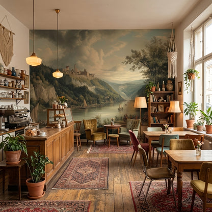 Castle Landscape Wallpaper River Removable Forest Wall Mural