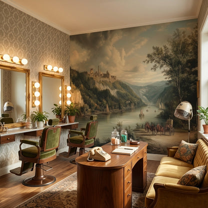 Castle Landscape Wallpaper River Removable Forest Wall Mural