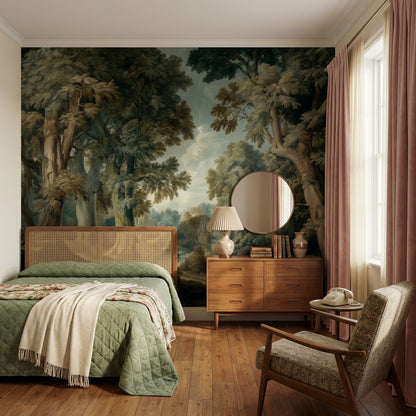 Shades Of Green Wallpaper Vintage Forest Wall Mural