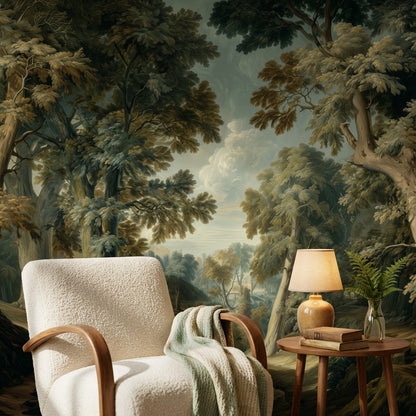 Shades Of Green Wallpaper Vintage Forest Wall Mural