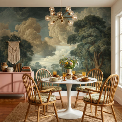 Shades Of Green Wallpaper River Removable Cloud Wall Mural