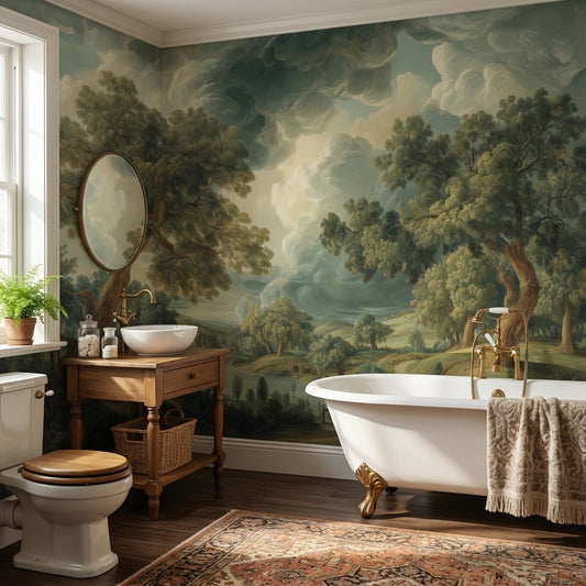 Landscape Wallpaper Trees Vintage Removable Wall Decor