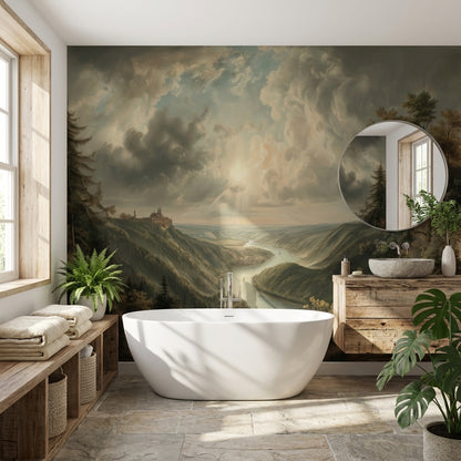 Landscape Wallpaper River Removable Castle Wall Mural