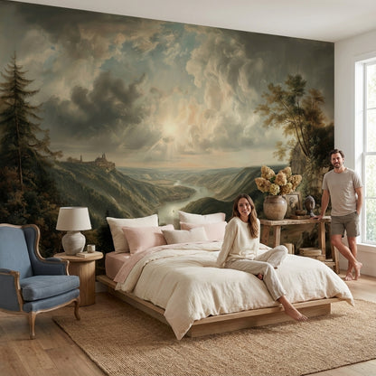 Landscape Wallpaper River Removable Castle Wall Mural