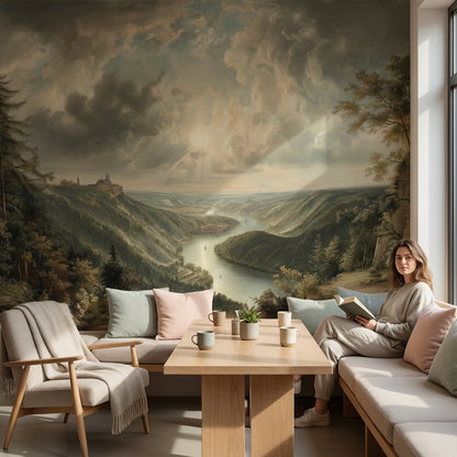 Landscape Wallpaper River Removable Castle Wall Mural