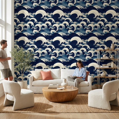 Waves Wallpaper Ocean Abstract Wall Mural