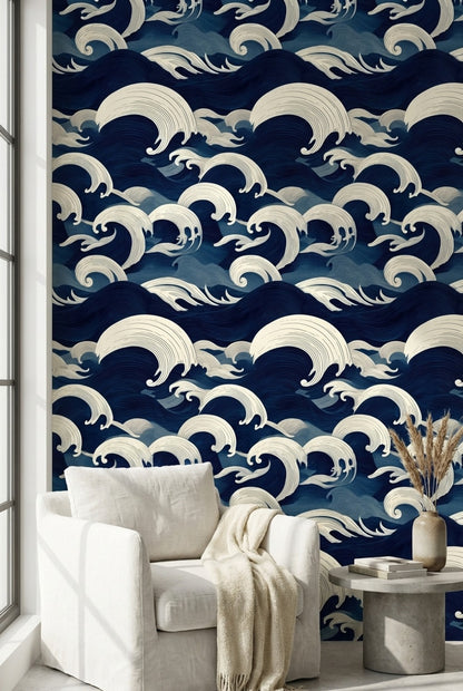 Waves Wallpaper Ocean Abstract Wall Mural