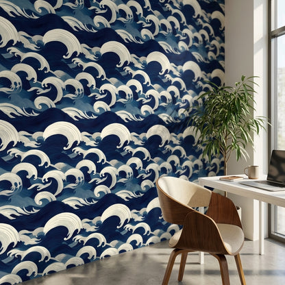 Waves Wallpaper Ocean Abstract Wall Mural