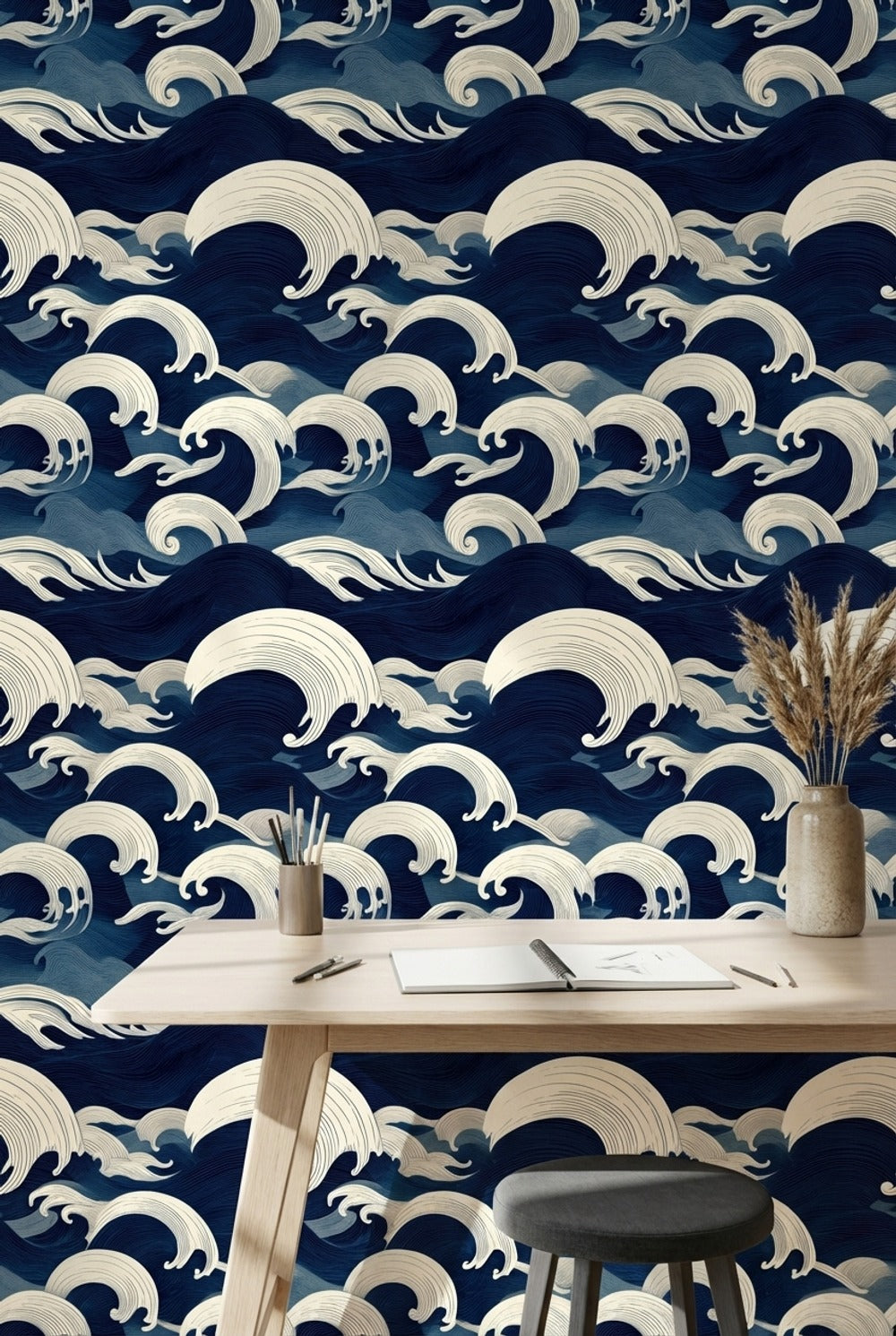 Waves Wallpaper Ocean Abstract Wall Mural