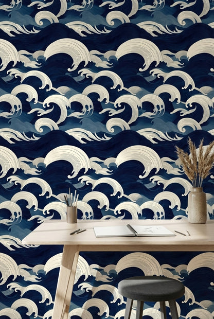 Waves Wallpaper Ocean Abstract Wall Mural