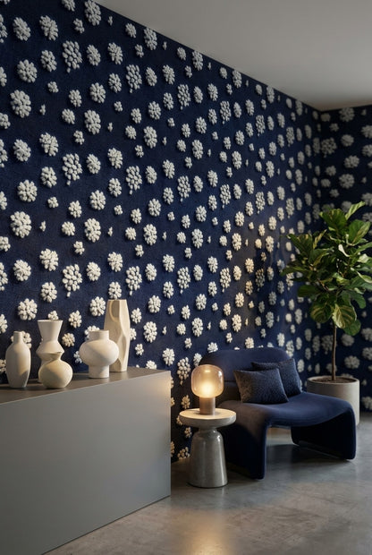 Polka Dots Wallpaper Navy White Removable Wall Decor