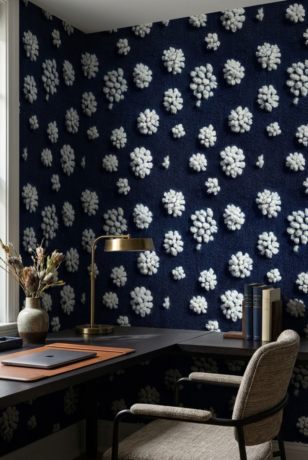 Polka Dots Wallpaper Navy White Removable Wall Decor