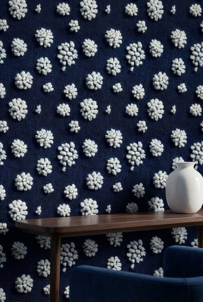 Polka Dots Wallpaper Navy White Removable Wall Decor