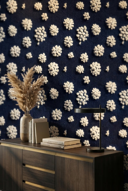 Polka Dots Wallpaper Navy White Removable Wall Decor