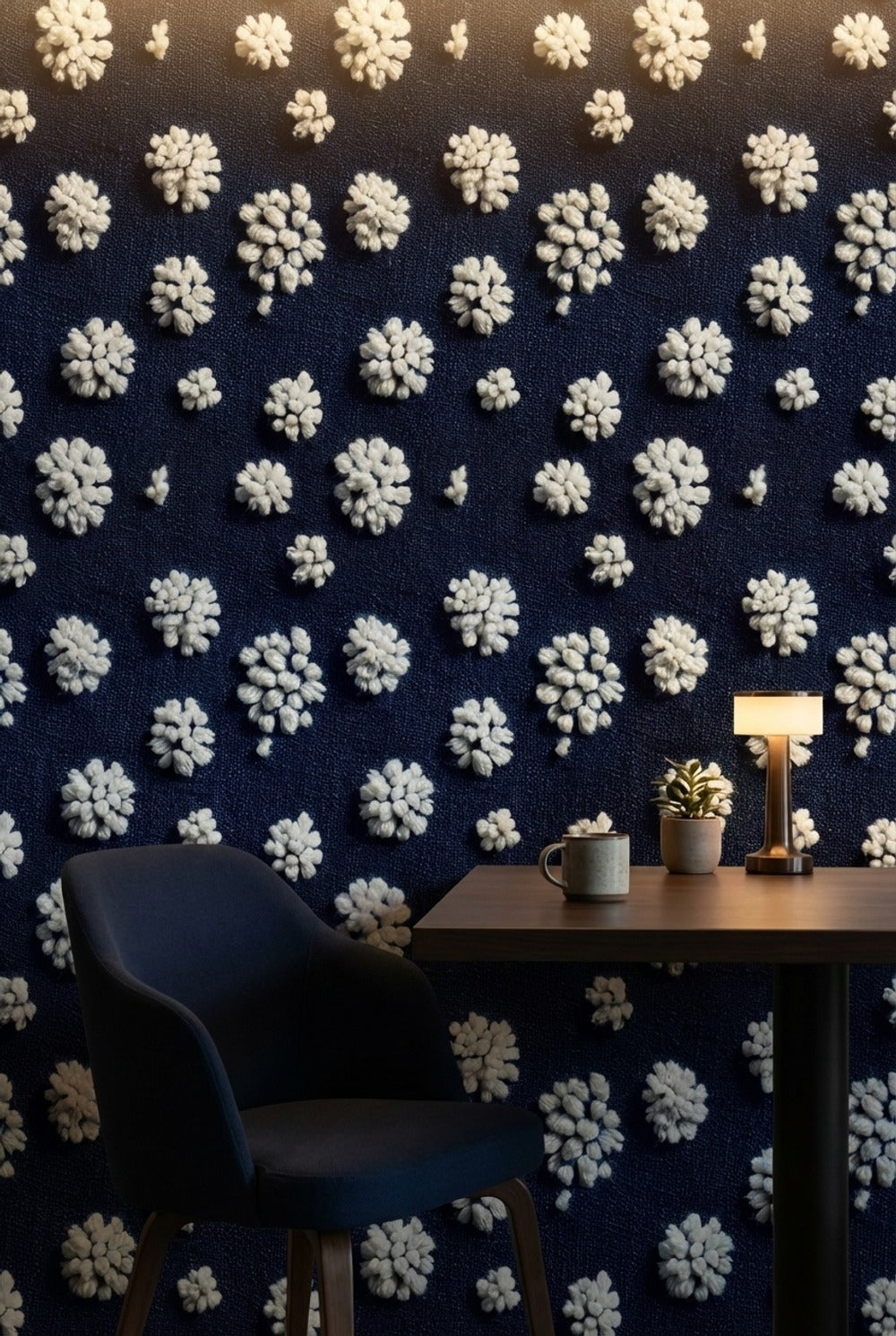 Polka Dots Wallpaper Navy White Removable Wall Decor