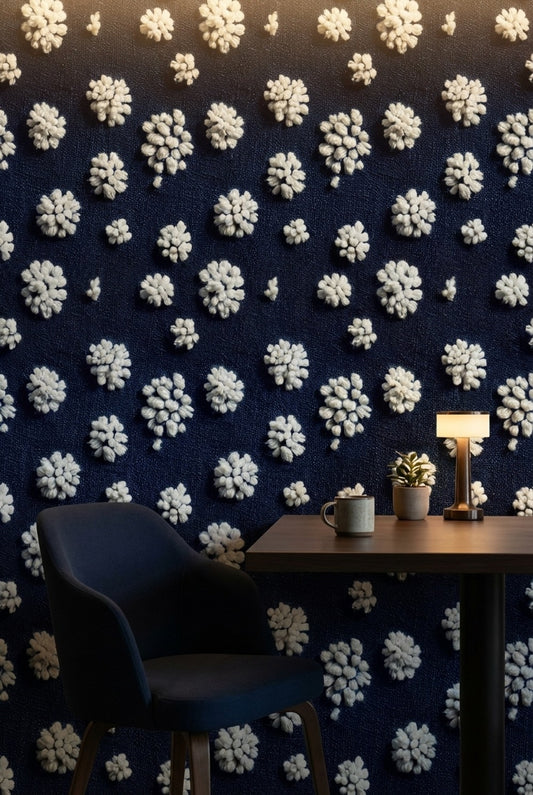 Polka Dots Wallpaper Navy White Removable Wall Decor