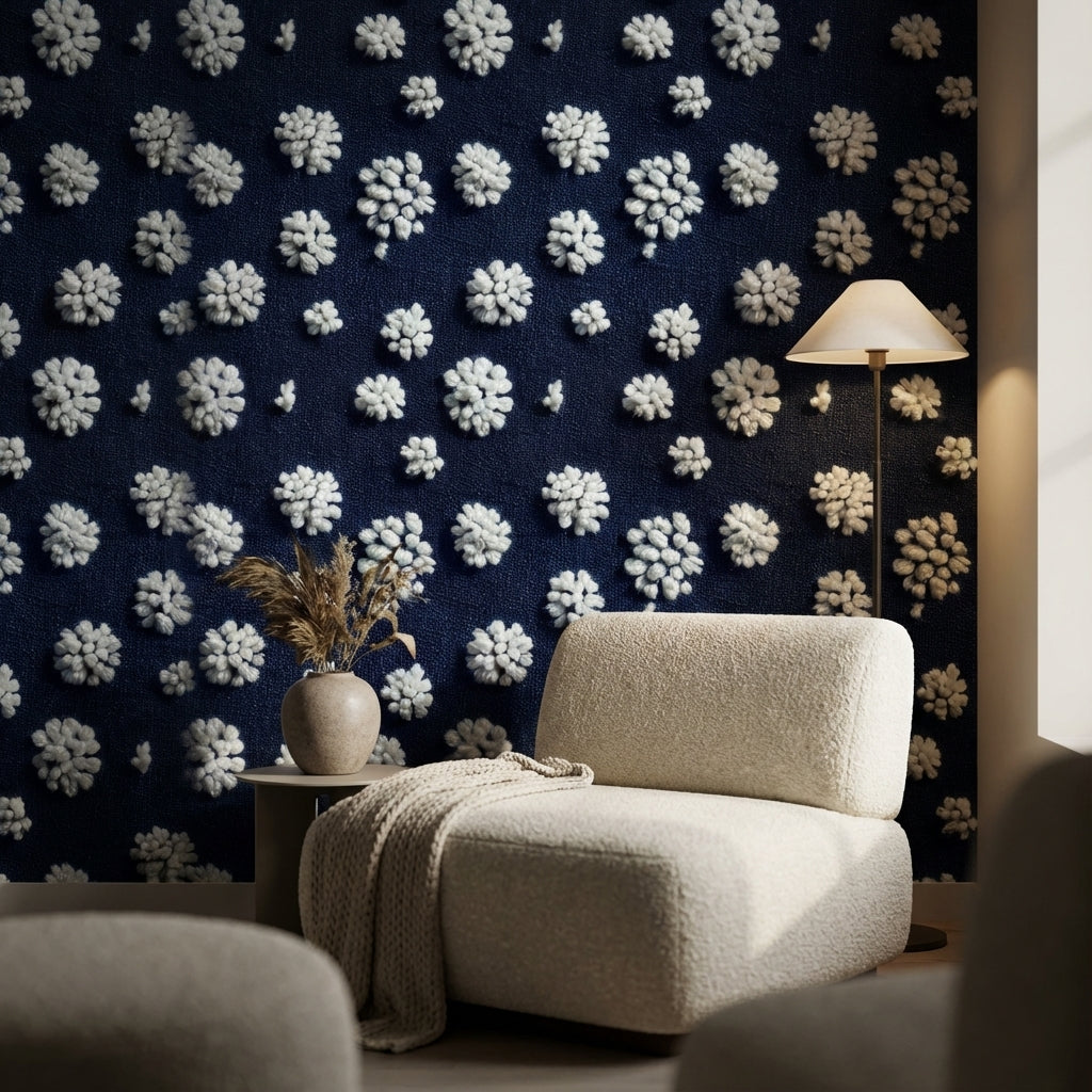 Polka Dots Wallpaper Navy White Removable Wall Decor