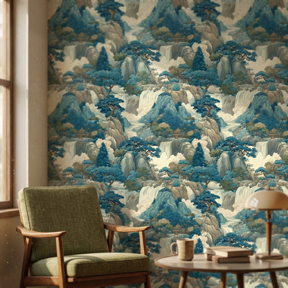 Traditional Landscape Wallpaper Asian Vintage Wall Mural