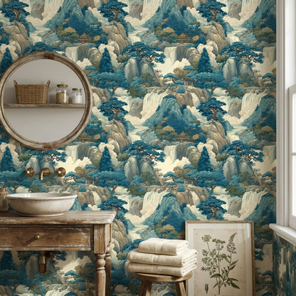 Traditional Landscape Wallpaper Asian Vintage Wall Mural
