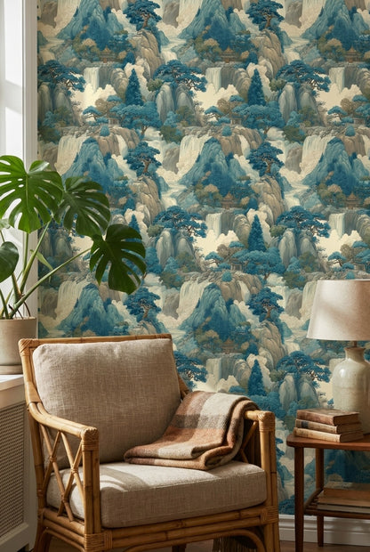 Traditional Landscape Wallpaper Asian Vintage Wall Mural