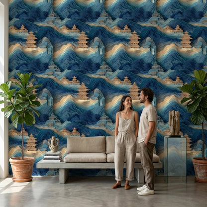 Landscape Wallpaper Pagoda Removable Asian Wall Mural