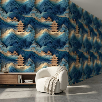 Landscape Wallpaper Pagoda Removable Asian Wall Mural