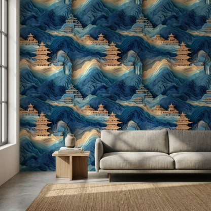 Landscape Wallpaper Pagoda Removable Asian Wall Mural