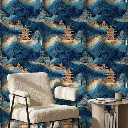 Landscape Wallpaper Pagoda Removable Asian Wall Mural