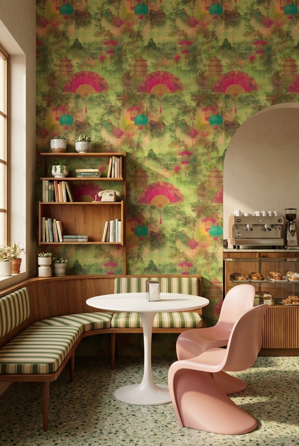 Asian Wallpaper Lanterns Pagoda Decorative Mural