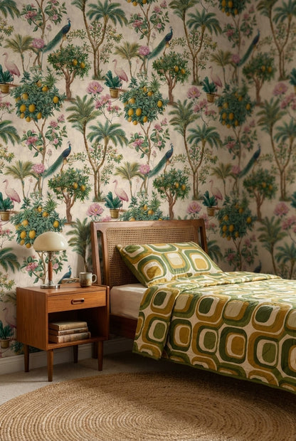 Peacock Wallpaper Floral Tropical Removable Wall Decor
