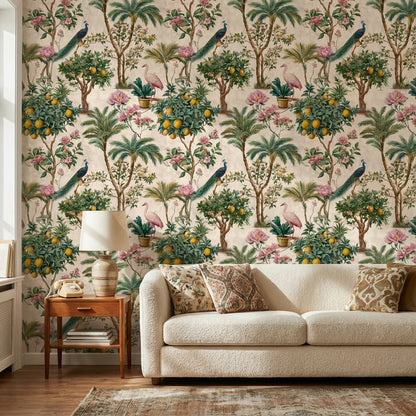 Peacock Wallpaper Floral Tropical Removable Wall Decor