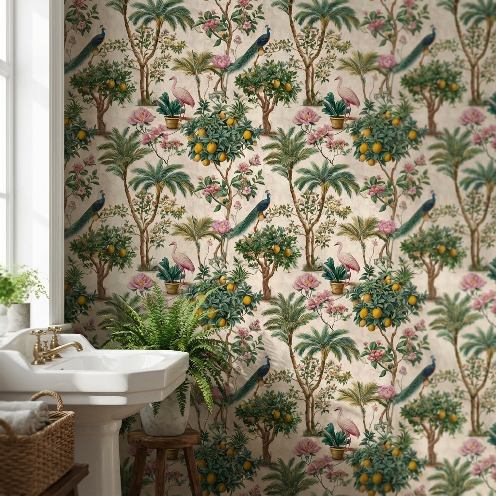 Peacock Wallpaper Floral Tropical Removable Wall Decor