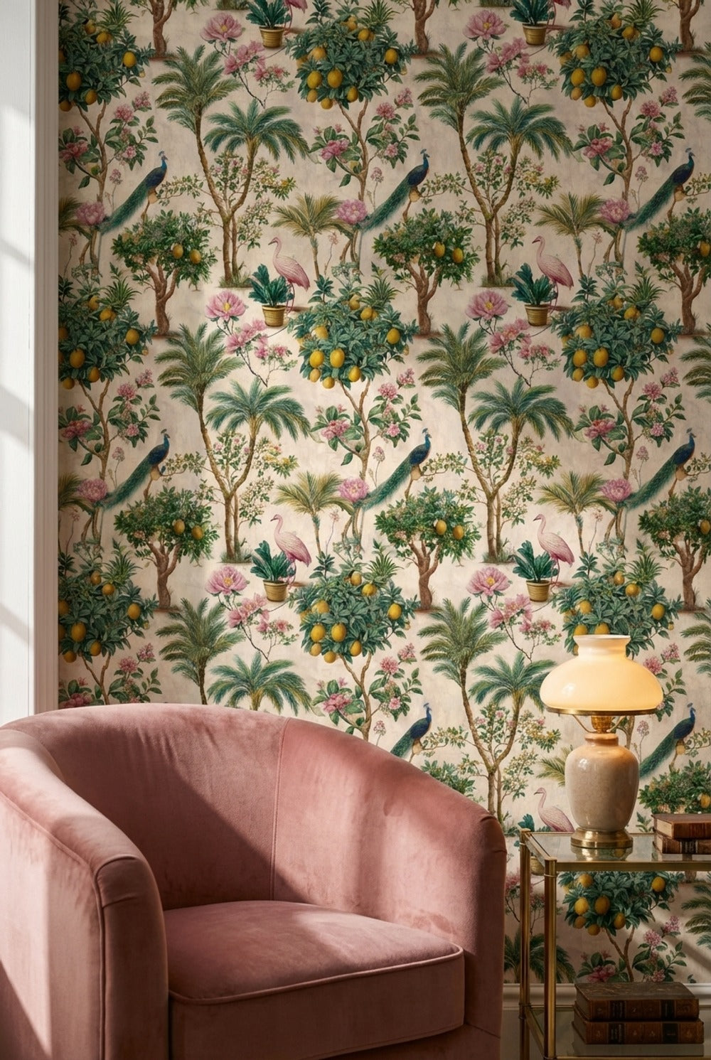 Peacock Wallpaper Floral Tropical Removable Wall Decor