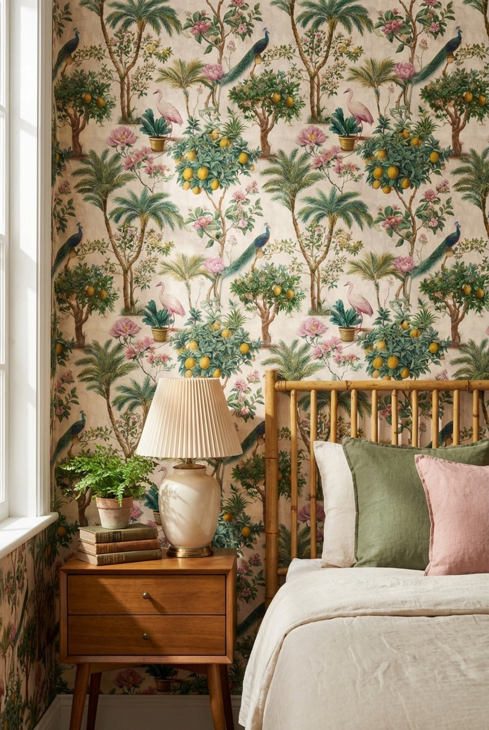 Peacock Wallpaper Floral Tropical Removable Wall Decor