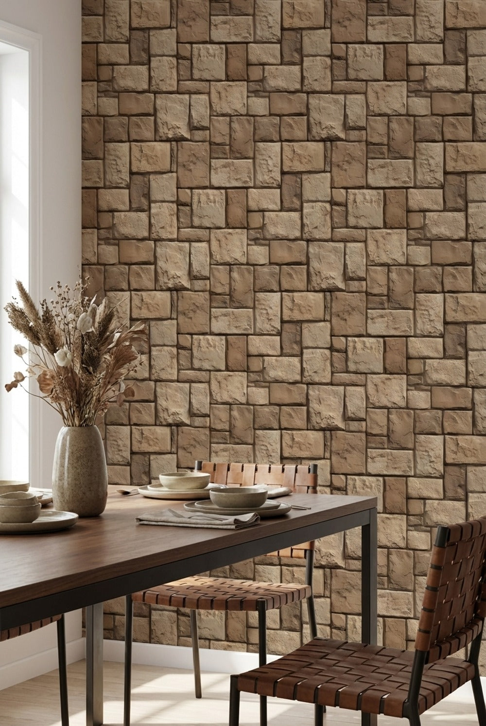 Brick Wall Wallpaper Stone Rustic Decorative Mural