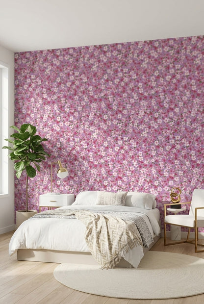 Purple Background Wallpaper Floral Modern Decorative Mural