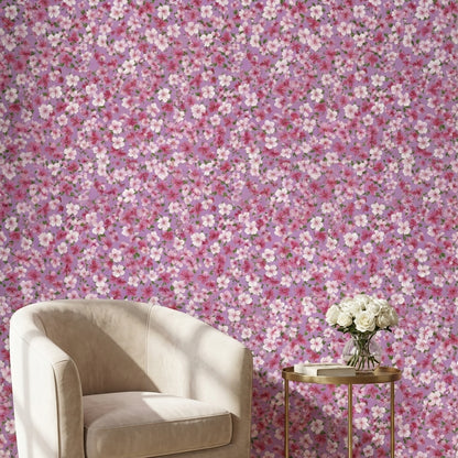 Purple Background Wallpaper Floral Modern Decorative Mural