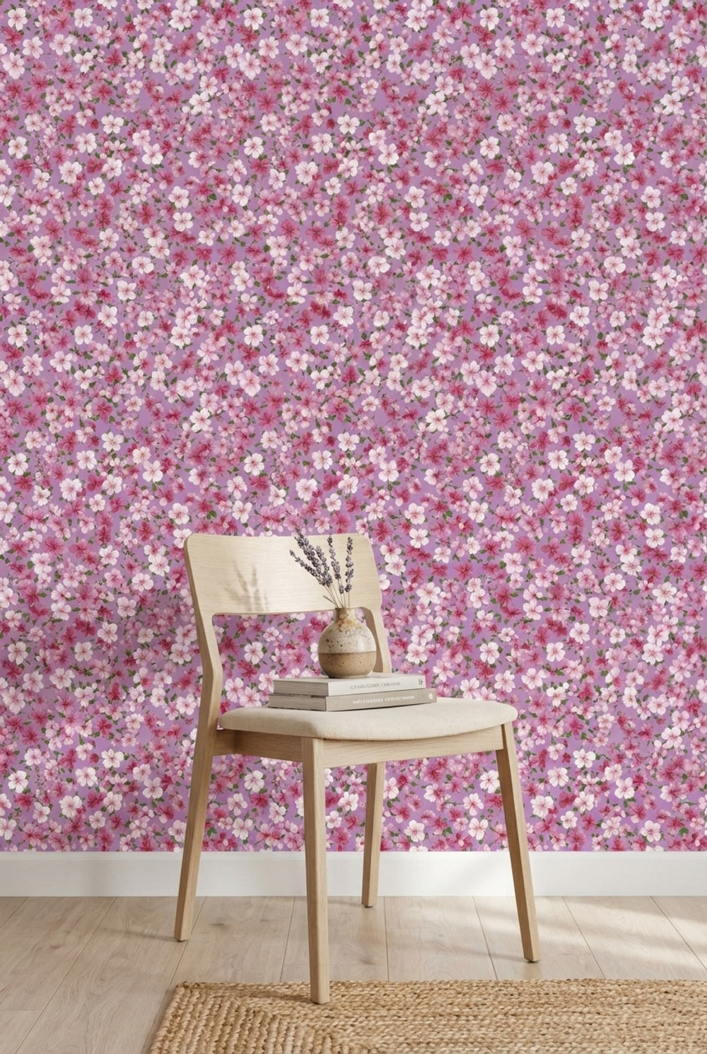 Purple Background Wallpaper Floral Modern Decorative Mural
