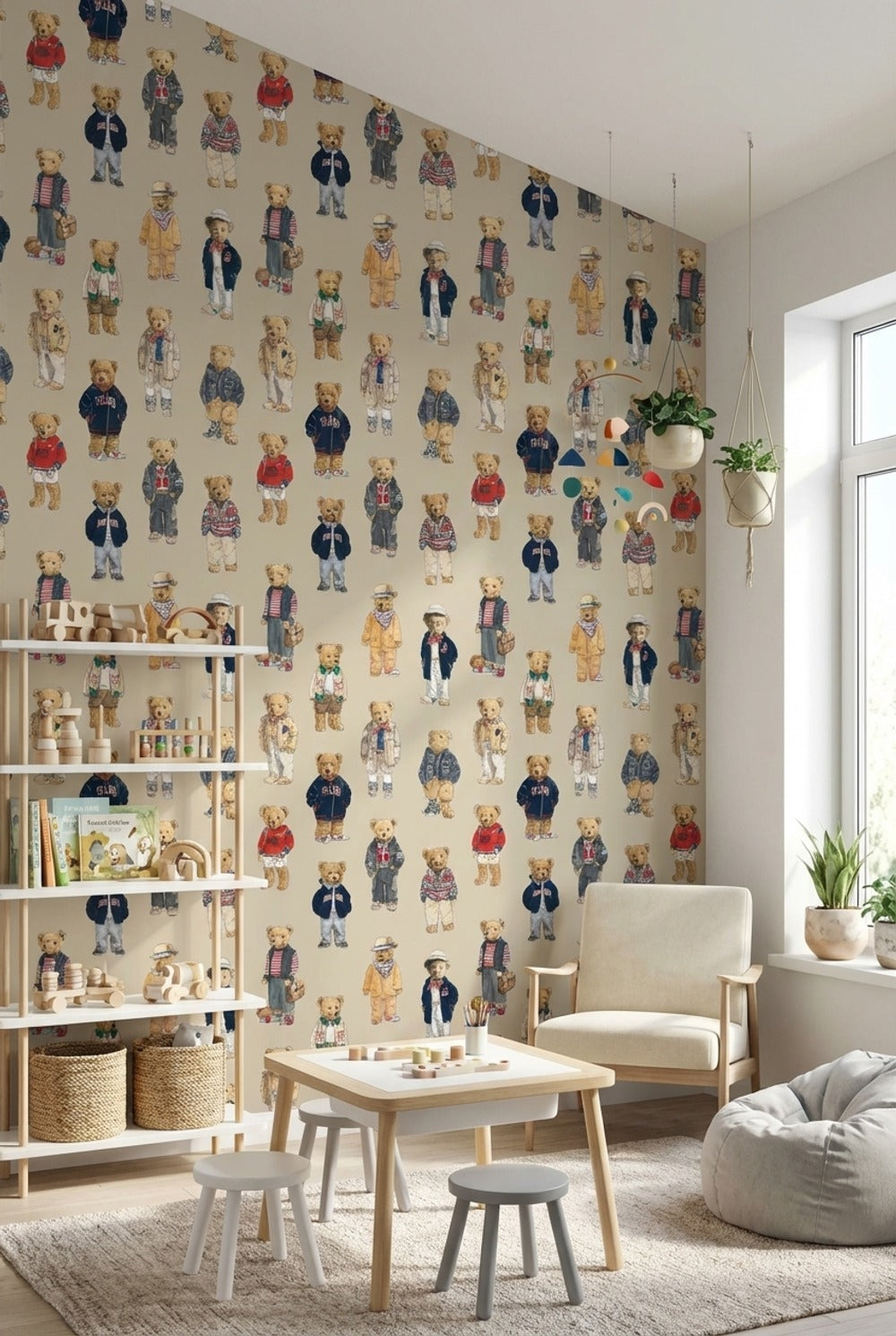 Teddy Bears Wallpaper Fashion Playful Decorative Mural