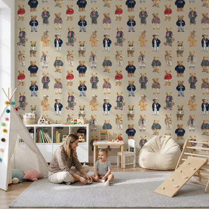 Teddy Bears Wallpaper Fashion Playful Decorative Mural