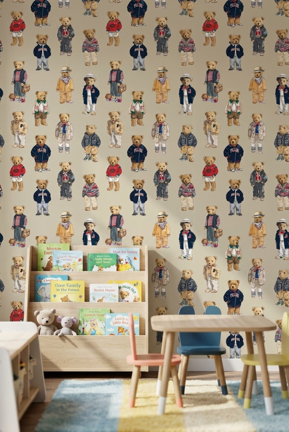 Teddy Bears Wallpaper Fashion Playful Decorative Mural