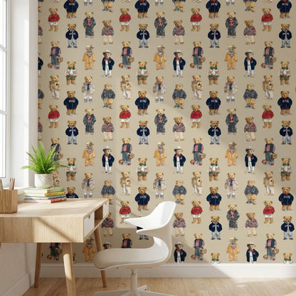 Teddy Bears Wallpaper Fashion Playful Decorative Mural