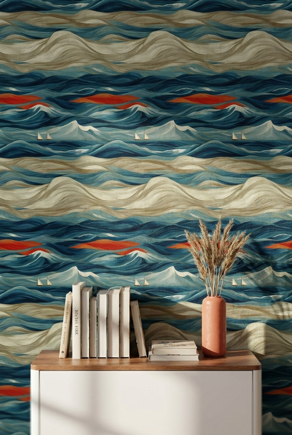 Abstract Wallpaper Ocean Waves Wall Mural