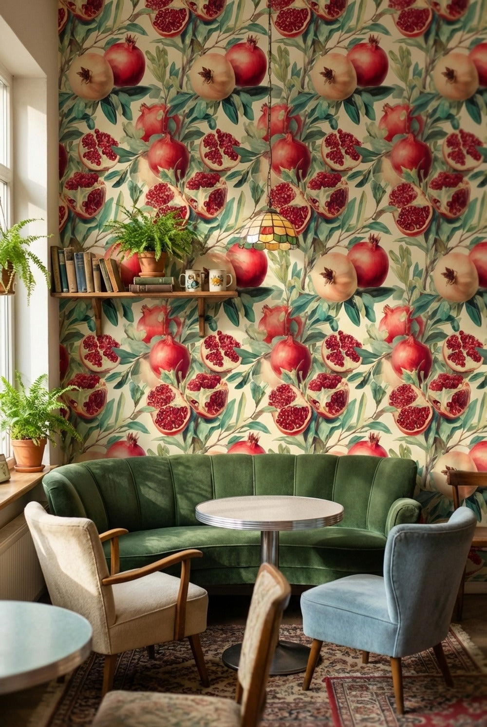 Shades Of Green Wallpaper Red Pomegranate Wall Mural