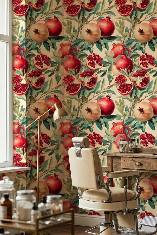 Shades Of Green Wallpaper Red Pomegranate Wall Mural