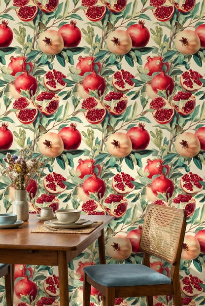 Shades Of Green Wallpaper Red Pomegranate Wall Mural
