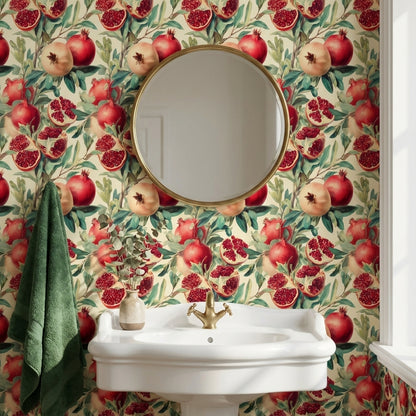 Shades Of Green Wallpaper Red Pomegranate Wall Mural